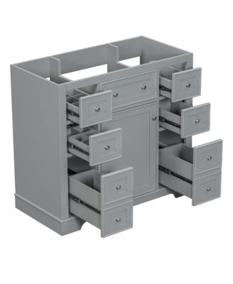 36" Bathroom Vanity, Cabinet Base Only, One Cabinet and Six Drawers