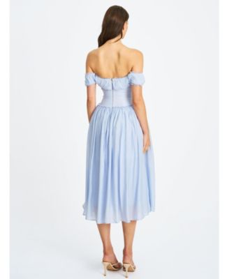 Women's Xavy Baby Blue Off Shoulder Corset Midi Dress