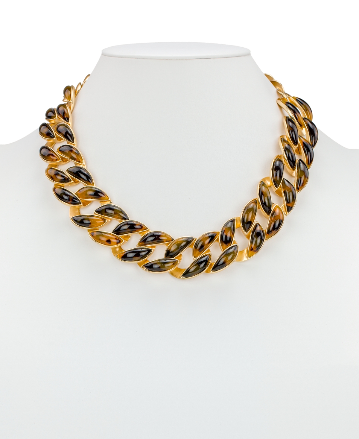 Patricia Nash Resin Tortoise Matte Gold-tone Graduated Link Necklace In Gold