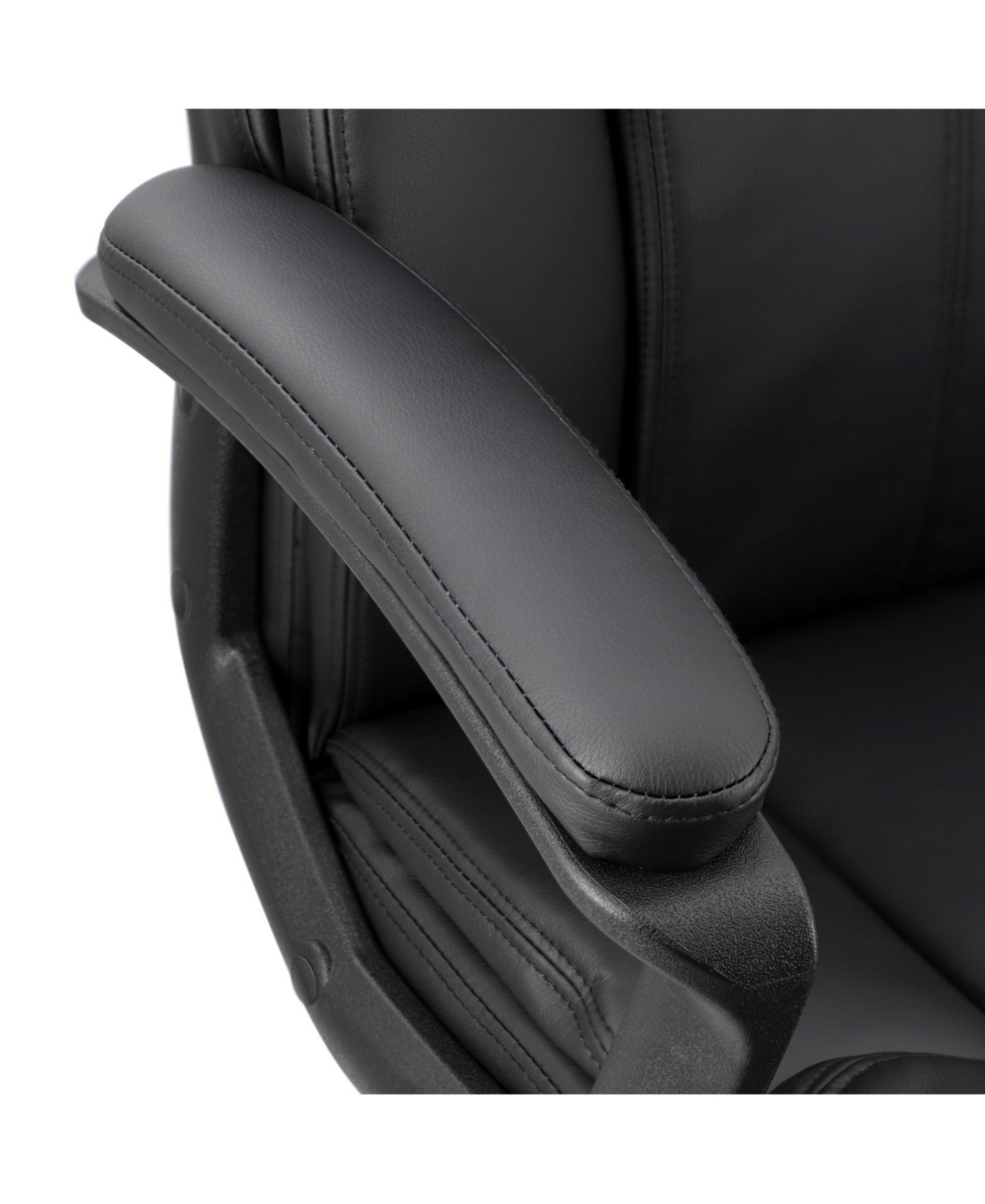 Elama High Back Adjustable Faux Leather Office Chair in Black and Black Base