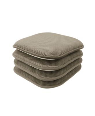 Non Slip Chenille Premium Memory Foam Chair Cushions (4 Pack) - 16 in. W x 16 in. L