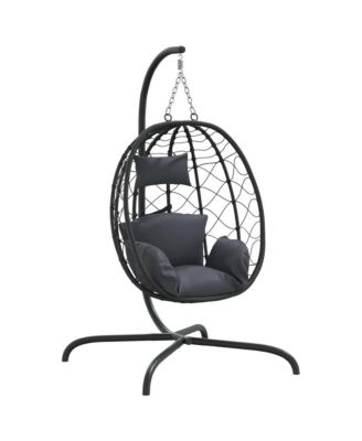 Hanging Egg Chair Anthracite Poly Rattan, Powder-Coated Steel