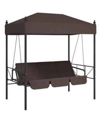Garden Swing Bench Coffee brown Powder-coated steel, Polyester