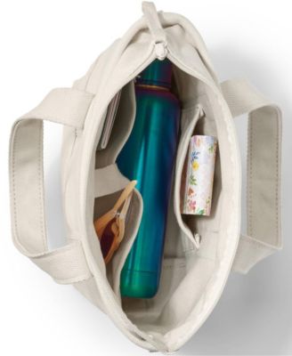 Small 3 Pocket Zip Top Canvas Tote Bag