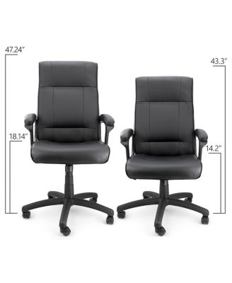 High Back Adjustable Faux Leather Office Chair in Black