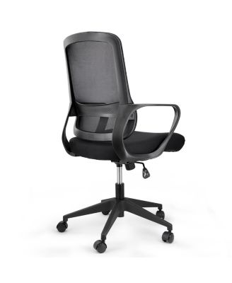 Mid Back Adjustable Mesh and Fabric Office Chair in Black