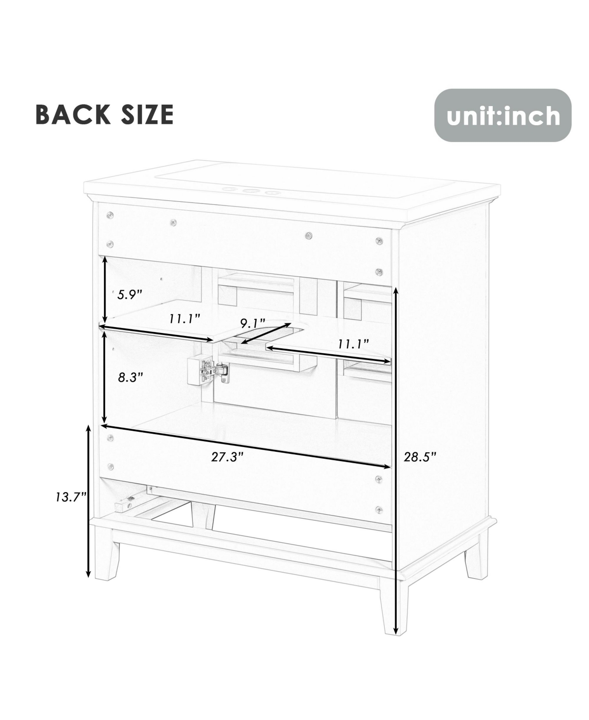 Casainc 30" Bathroom Vanity with Sink Combo, Multi-Functional Cabinet with Doors and Drawer