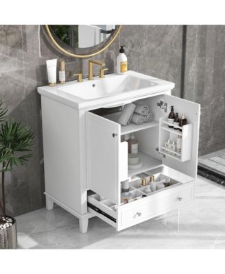 30" Bathroom Vanity with Sink Combo, Multi-Functional Cabinet with Doors and Drawer, Solid Frame and MDF Board