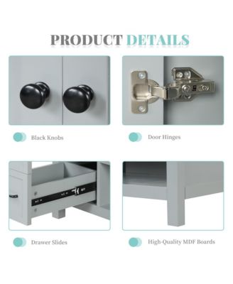 36&amp;#x22; Solid Wood and MDF Bathroom Vanity with Sink Top, Cabinet Doors, Drawers and Open Shelf