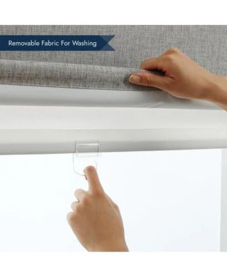 Linen Blended Belgian 100% Blackout Roman Shade Poly Linen 23x64 Light Grey