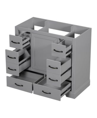 36-Inch Bathroom Vanity Cabinet Base with Six Drawers, Multi-Functional Divider & Adjustable Shelf