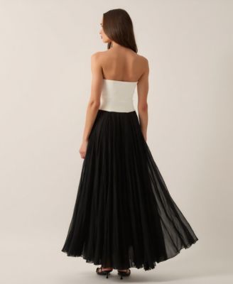 Women's Strapless Two-Tone Tulle Evening Gown