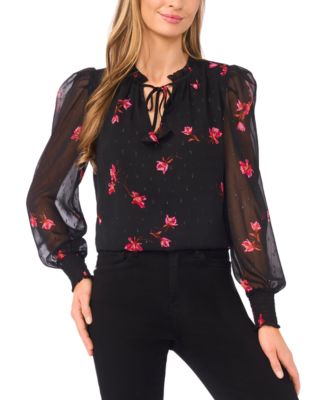 Women's Smocked Cuff Ruffle Top