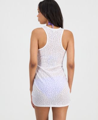 Juniors' Front-Side-Ruched Daisy Lace Cover-Up Tank Dress, Macy's Exclusive
