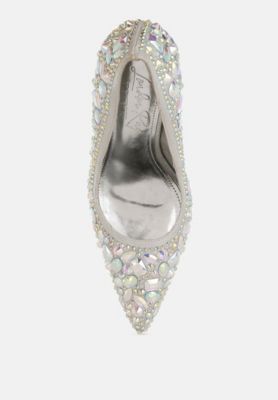 Womens Iceout Diamante and Rhinestone Embellishments Pumps