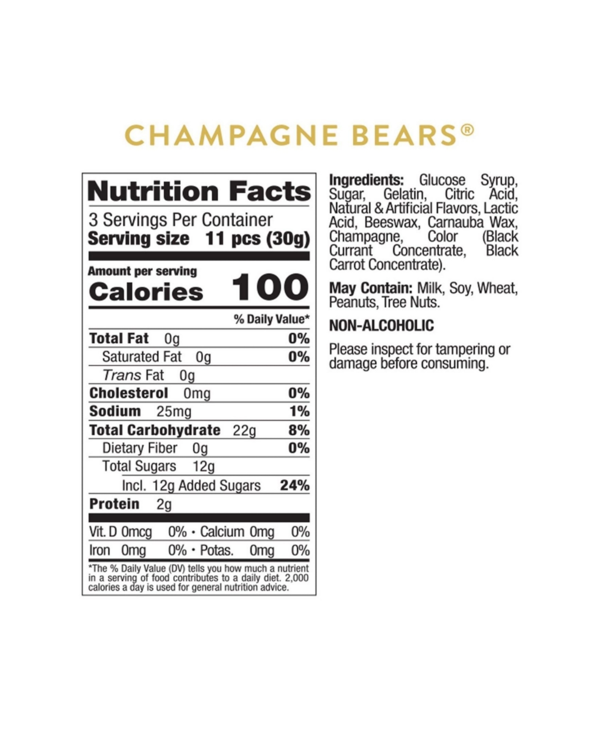 Sugarfina Holiday Champagne Bears Candy Kit, 3 Piece
