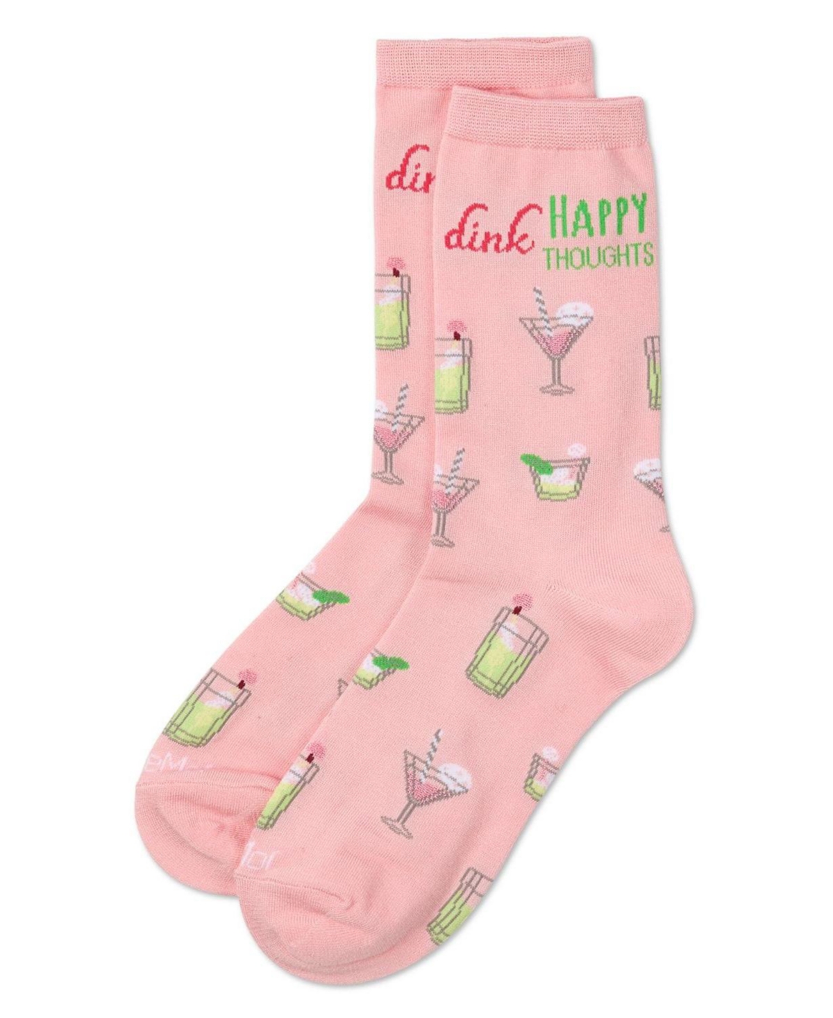 MeMoi Women's Drink Happy Thoughts Rayon From Crew Socks