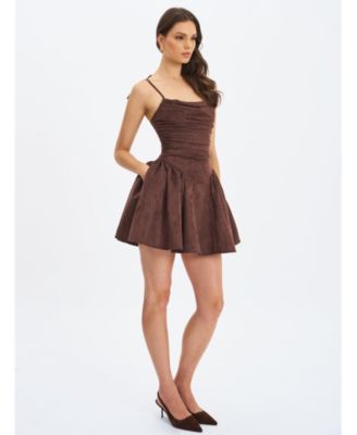 Women's Raisa Mahogany Suede Ruched Mini Dress