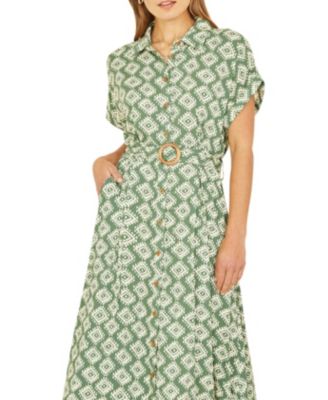 Women's Midi Shirt Dress With Matching Belt