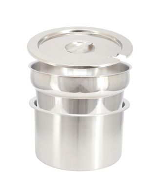 11.6 Quart Round Stainless Steel Professional Soup Chafing Dish in Silver