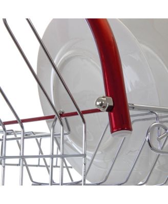 16 Inch Two Shelf Iron Wire Dish Rack in Red