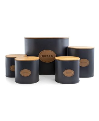 Kitchen Food Storage and Organization 5 Piece Canister Set with Bamboo Lids