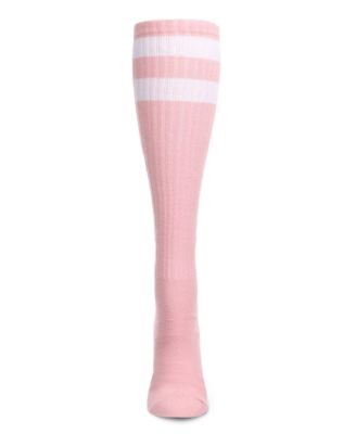 Women's Ribbed Rugby Athletic Stripe Knee High Socks