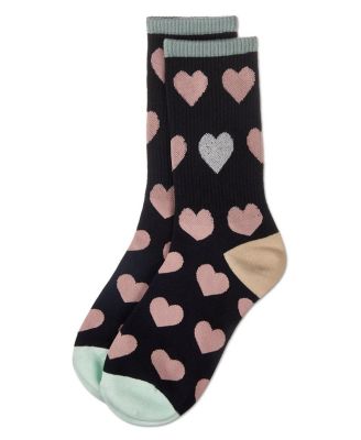 Women's Radiate Love Glitter Heart Crew Socks