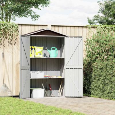 Garden Shed Brown Galvanized Steel and Plastic