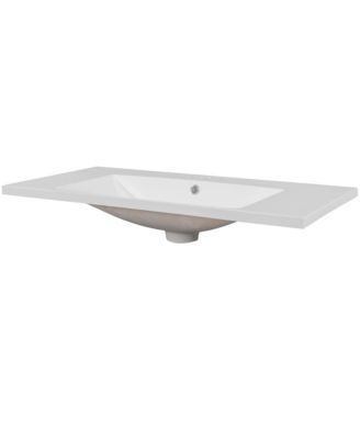 36" Single Bathroom Vanity Top with Basin, 3-Faucet Holes, Ceramic