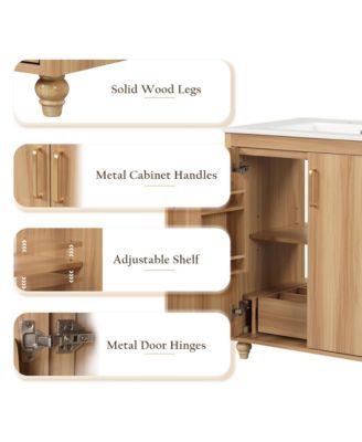 30" Bathroom Vanity with Sink Combo, Multi-Functional Cabinet with Doors and Drawer, MDF Board