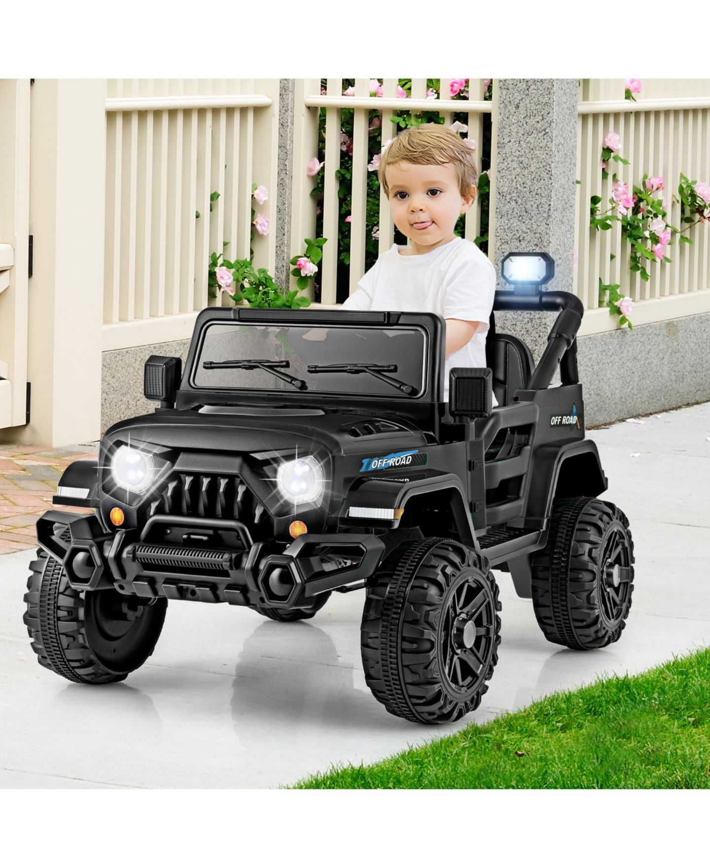 Детская игрушка HONGGE 12V Kids Ride On Truck Car with Remote Control, Threaded Wheels, and 3 Speeds, цвет: Чёрный — фото 2