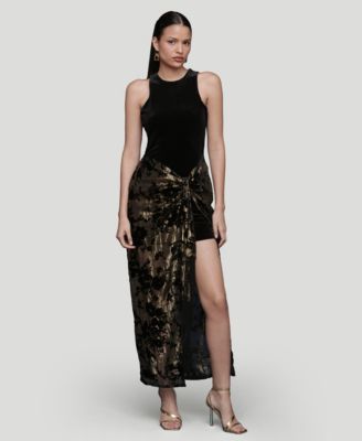 Avec Les Filles - Women's Sarong Combo Fringe Drape Dress