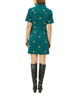 Women's Fox Embroidered Cord Shirt Dress