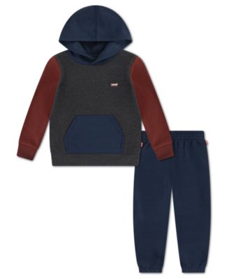 Boys' Toddler 2T-4T Color Block Long-Sleeve Hoodie and Joggers, 2-Piece Set