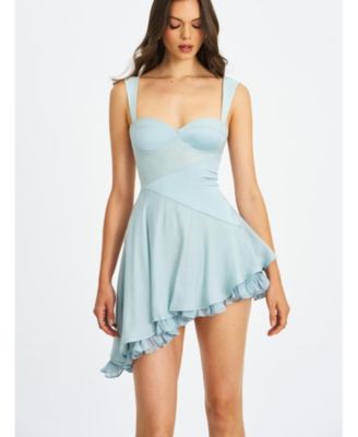 Women's Yaffa Baby Blue Asymmetrical Mini Dress
