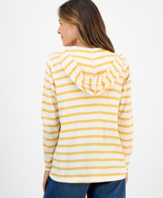 Petite Striped Waffle-Knit Pullover Hoodie, Macy's Exclusive