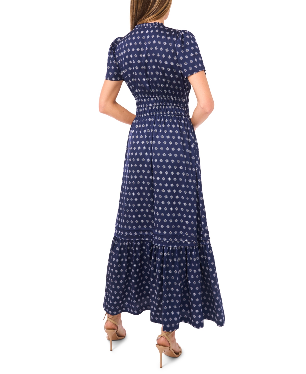 CeCe Women's V-Neck Short Sleeve Maxi Dress