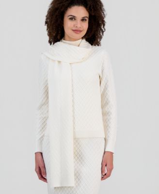 Women's Cable-Knit Long-Sleeve Scarf Sweater 