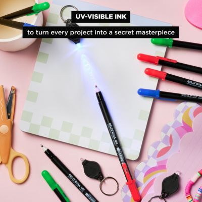 Gelly Roll UV Pen - UV Gel Ink Pen with UV Keychain Flashlight - 9 Pens, 3 Lights