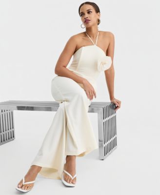 Women's Rosette Halter Neck Wide-Leg Jumpsuit, Macy's Exclusive