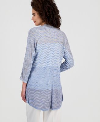 Women's Zigzag Knit Open-Front Cardigan