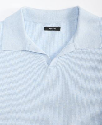 Men's Long Sleeve Ribbed Johnny Collar Polo Sweater, Macy's Exclusive