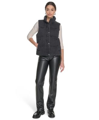 Women's Regular Western Stand Collar Puffer Vest Jacket