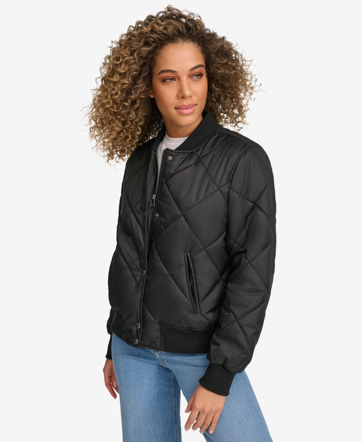 Levi's Women's Regular Diamond Quilted Sherpa Lined Bomber Jacket In Black