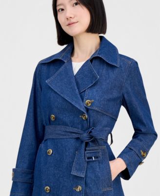 Women's Double-Breasted Cotton Denim Trench Coat