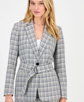 Women's Belted Notch-Collar Long-Sleeve Jacket 