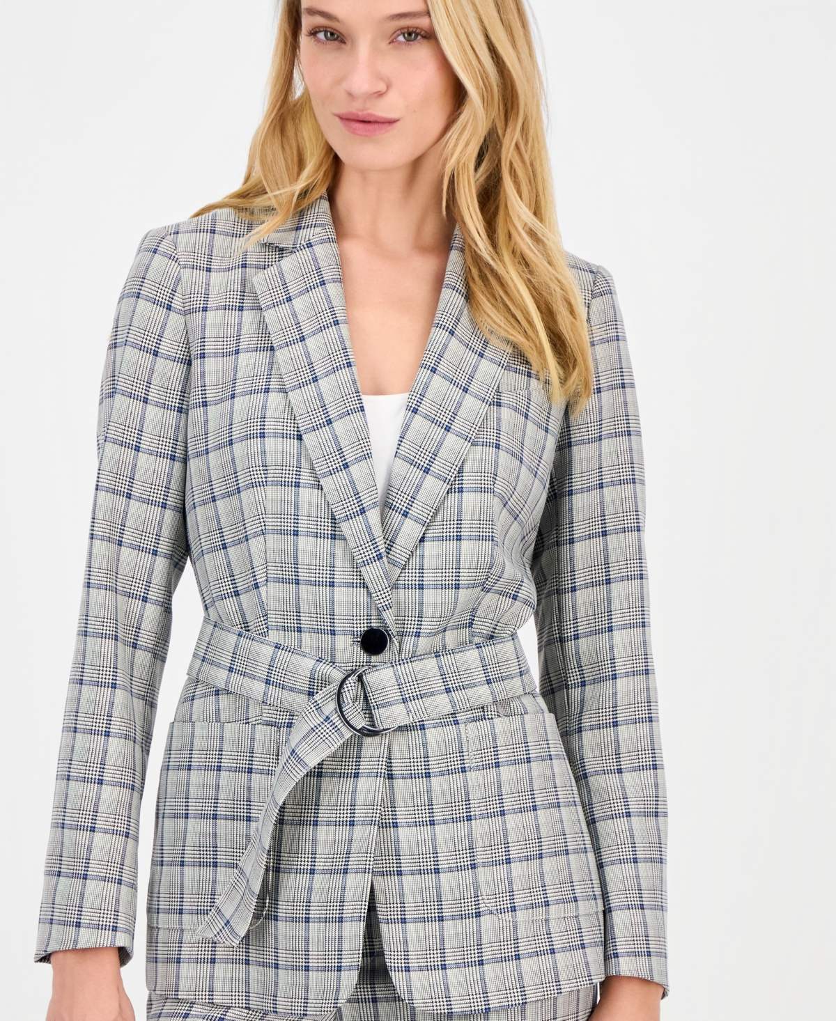 Anne Klein Women's Belted Notch-Collar Long-Sleeve Jacket