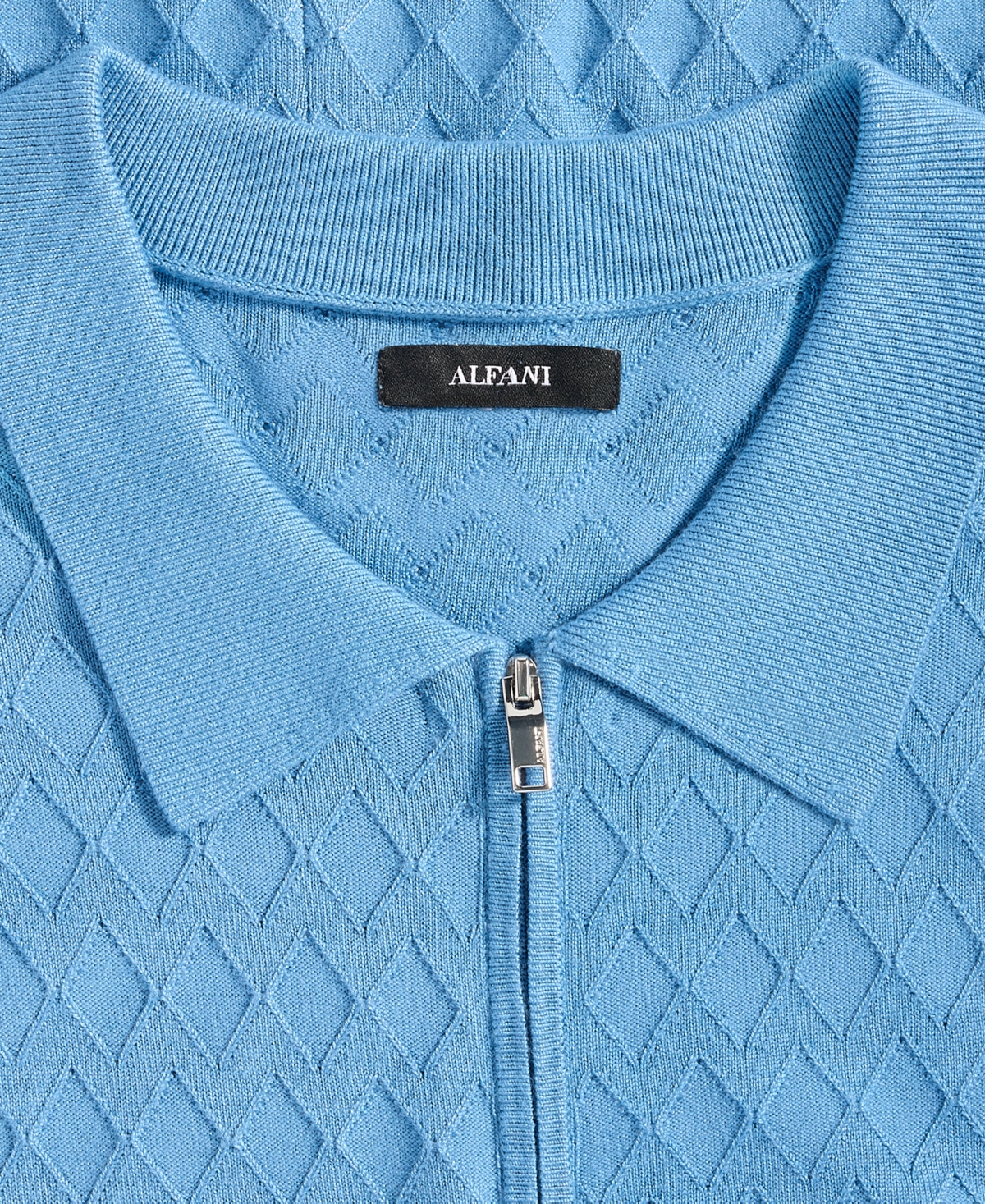 Alfani Men's Short-sleeve Diamond Zip Polo Sweater, Macy's Exclusive In Blue
