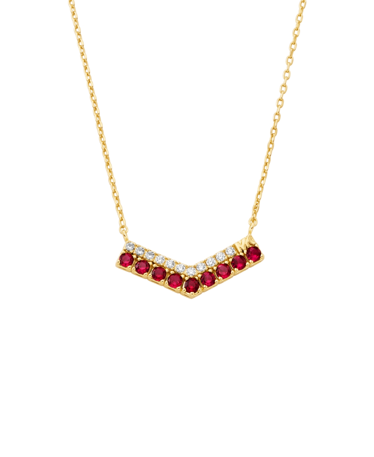Michael Kors Gold Tone Pave Pendant Necklace In Gold